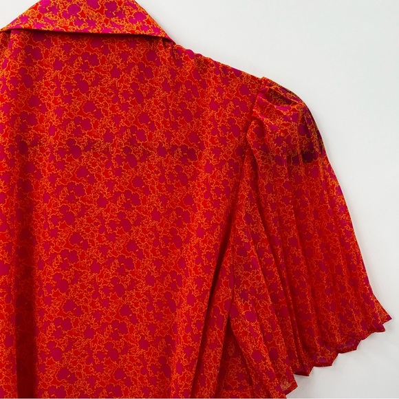 Alexis X Target Wrap Mini Pleated Dress Orange Floral Flower Flutter Sleeve - Picture 13 of 13